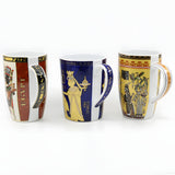 Set of 3 handmade Egyptian ceramic mugs with pharaoh-inspired artwork, Style 2