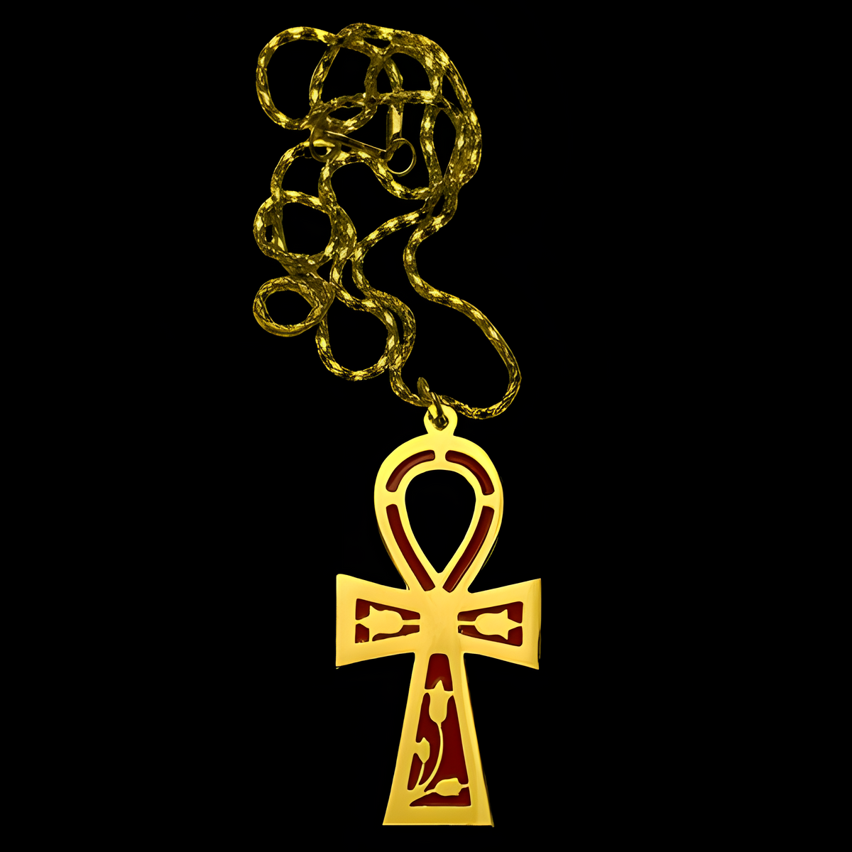 Handmade Egyptian ankh pendant necklace, stainless steel, museum reproduction