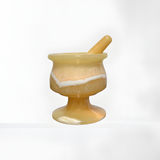 Handmade Egyptian alabaster mixing bowl and pestle set