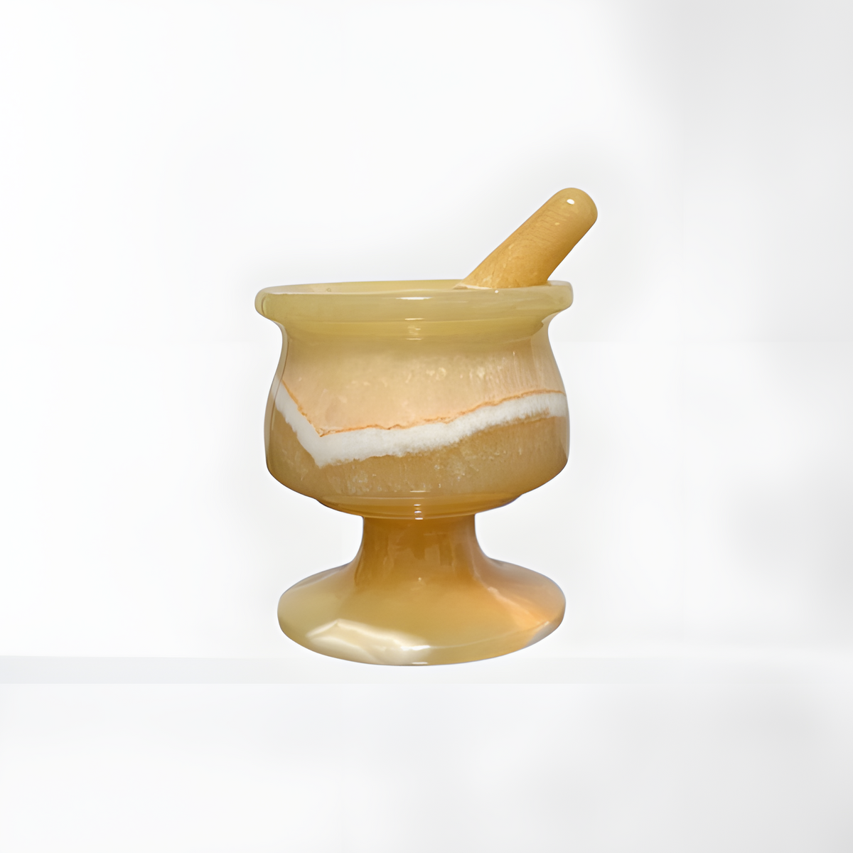 Handmade Egyptian alabaster mixing bowl and pestle set