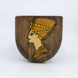 Handmade Egyptian wooden jewelry box decorated with the bust of Queen Nefertiti