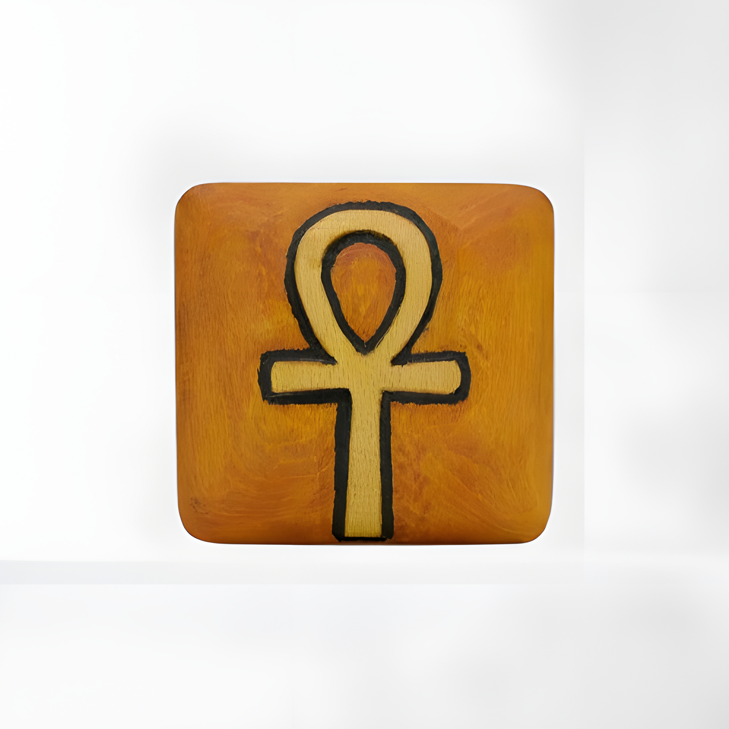 Handmade Egyptian wooden jewelry box decorated with the Ankh symbol