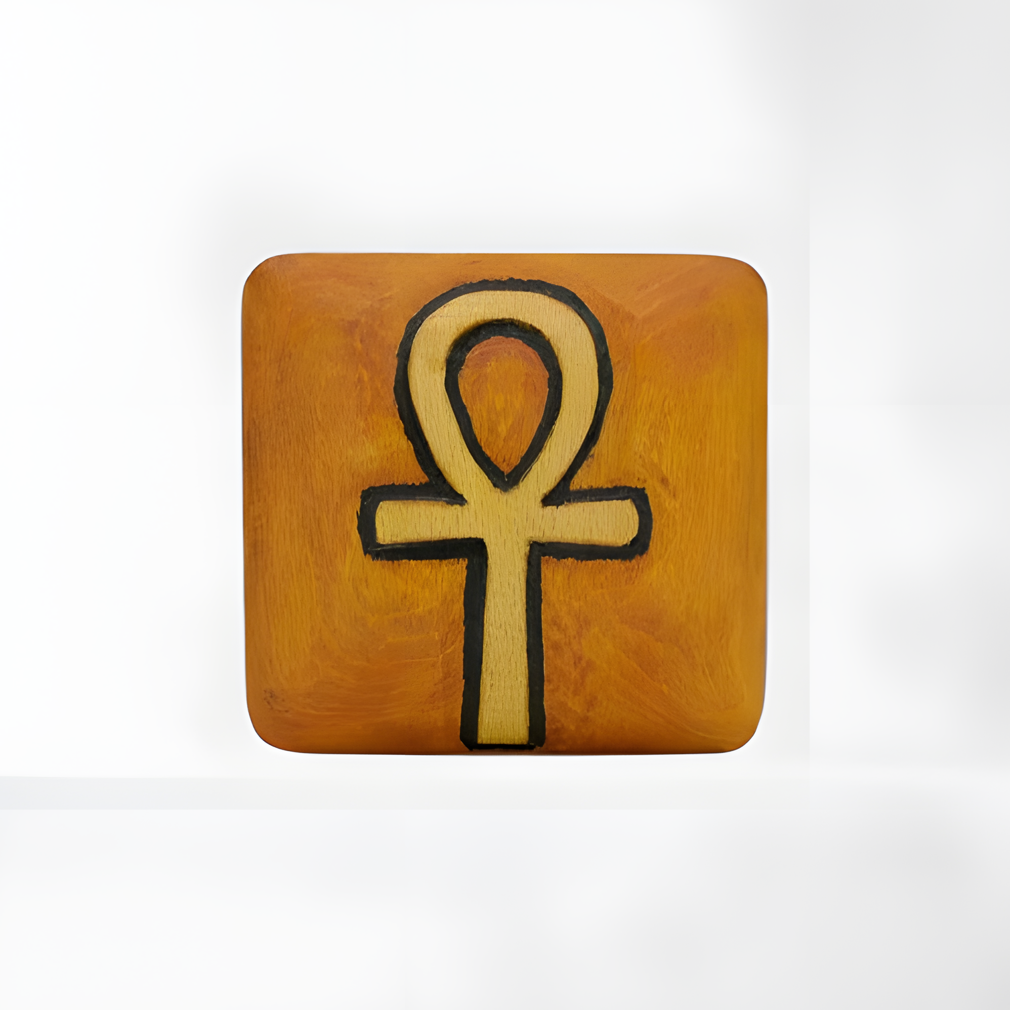 Handmade Egyptian wooden jewelry box decorated with the Ankh symbol