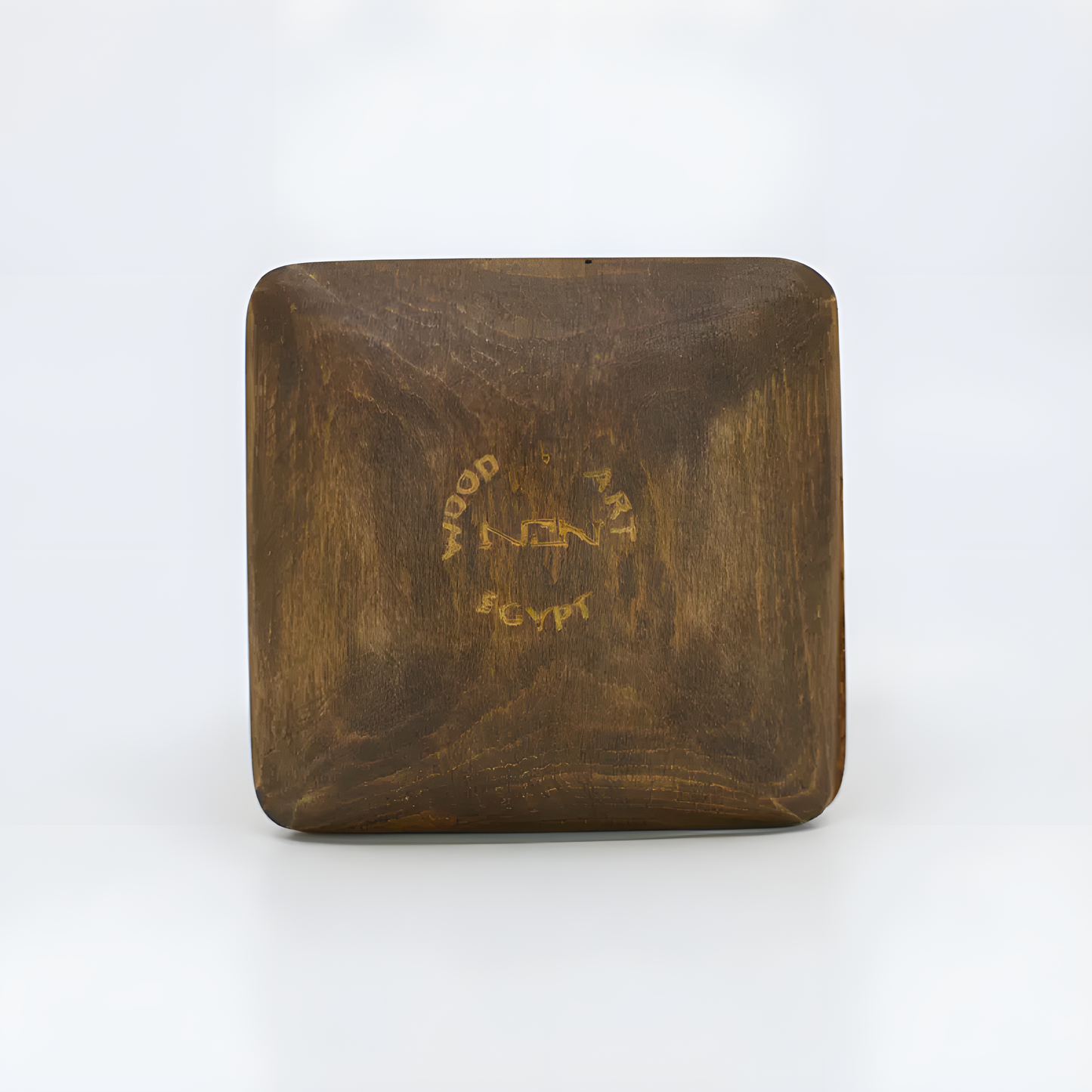 Wooden Ankh jewelry box, open view showing interior storage