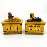 Handmade Egyptian polystone jewelry box featuring Sphinx and Eye of Horus design
