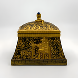Handmade Egyptian polystone jewelry box with golden hieroglyphic and Pharaonic artwork