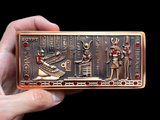 Handmade Egyptian metal jewelry box featuring Maat, Isis, Horus, and Cleopatra designs