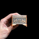 Handmade Egyptian metal jewelry box featuring Maat, Isis, Horus, and Cleopatra designs