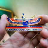 Isis pendant necklace shown on chain, handmade Egyptian jewelry