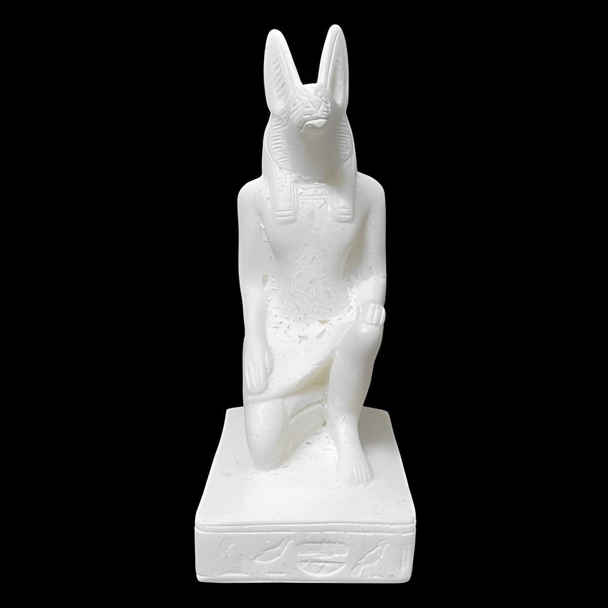 Handmade alabaster Anubis statue, museum reproduction, front view