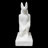 Handmade alabaster Anubis statue, museum reproduction, front view