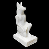 Side view of the carved Anubis statue, museum reproduction