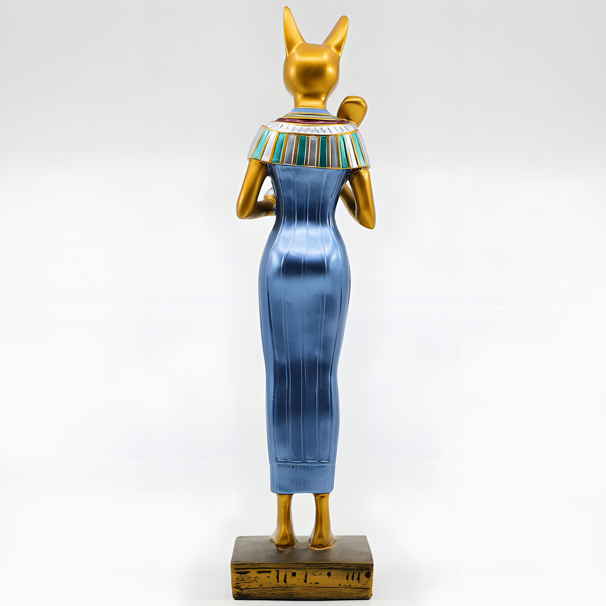 Bastet statue museum reproduction, full figure view showing proportions