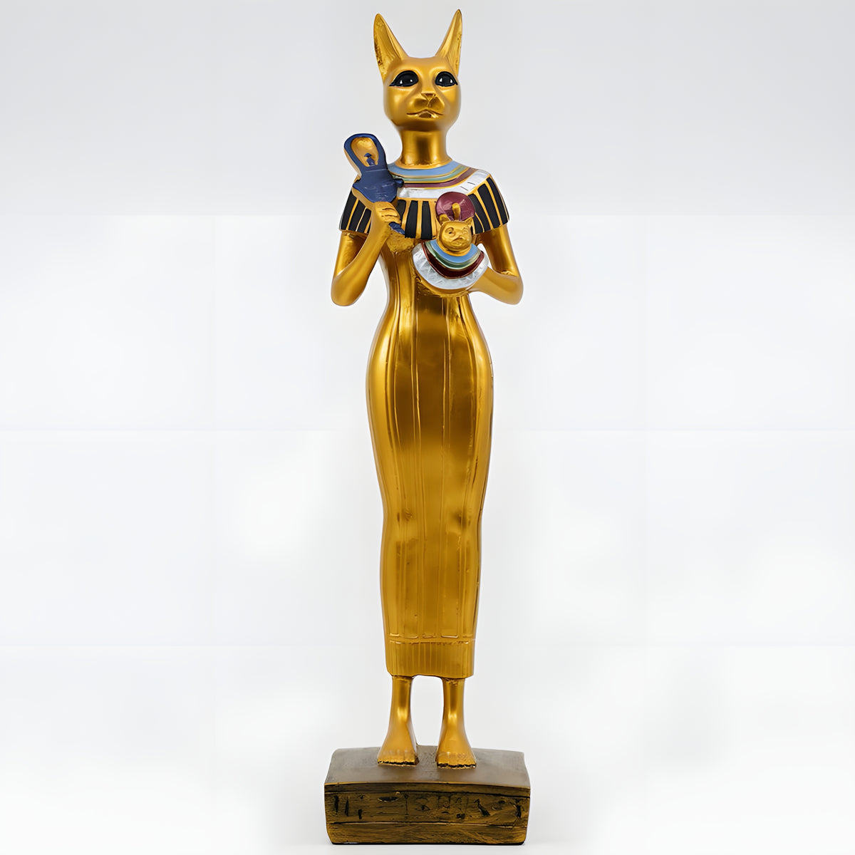 Bastet statue museum reproduction, side profile view