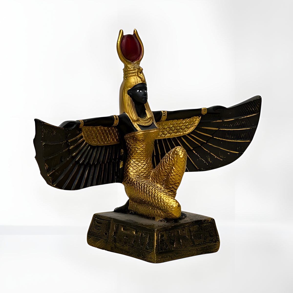 Isis statue museum reproduction, close-up of gold detailing
