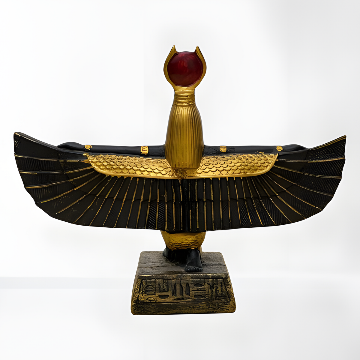 Isis statue museum reproduction, side view showing full figure