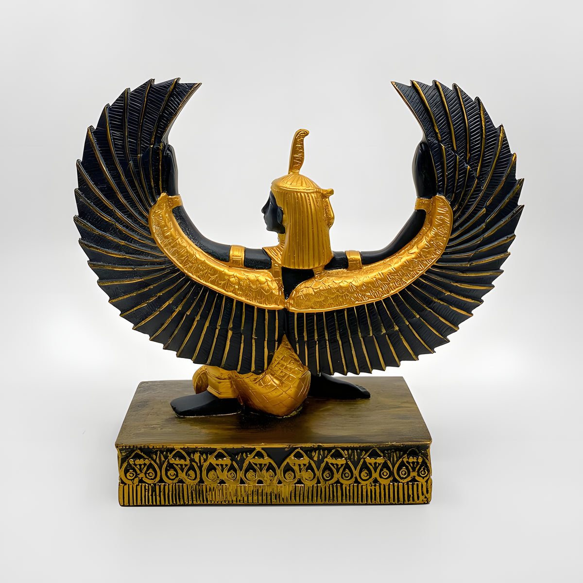 Ma'at statue museum reproduction, side profile view