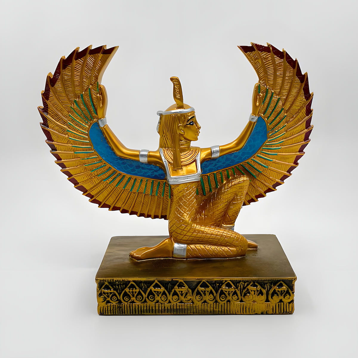 Ma'at statue museum reproduction, angled view showing polystone texture