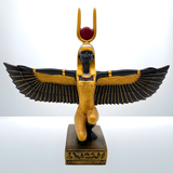 Winged Isis statue museum reproduction, shown next to a size reference object