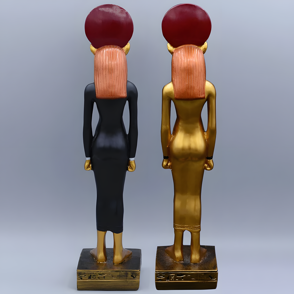 Sekhmet statue museum reproduction, side profile view