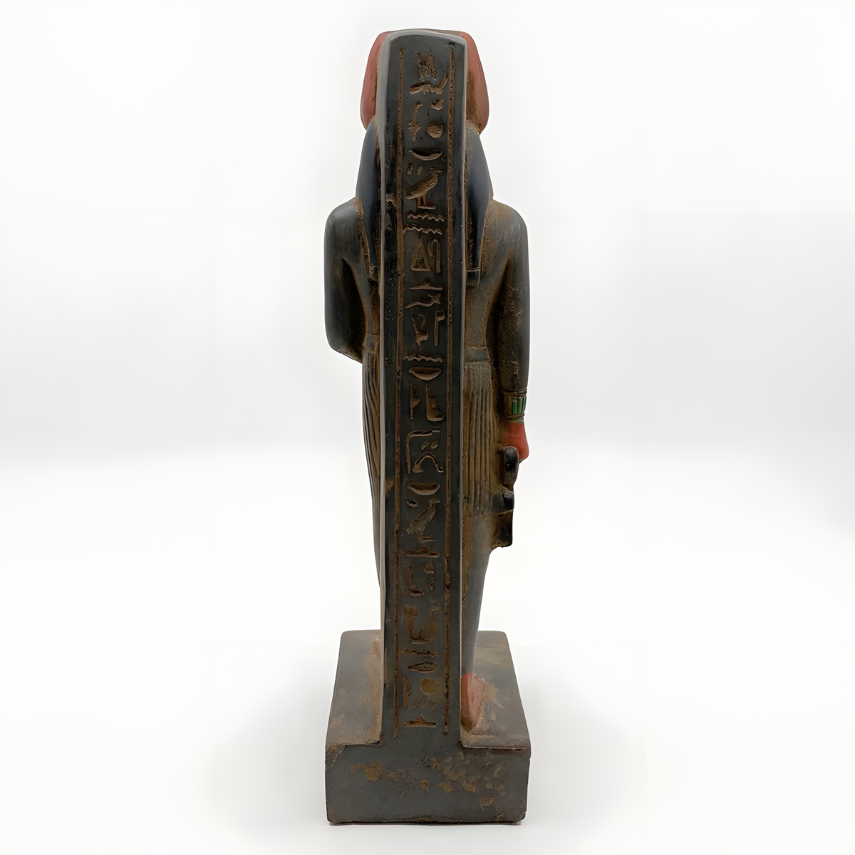 Close-up of the Anubis statue's jackal head, museum reproduction