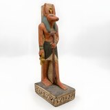 Close-up of the painted pigment detail on the Anubis statue, museum reproduction