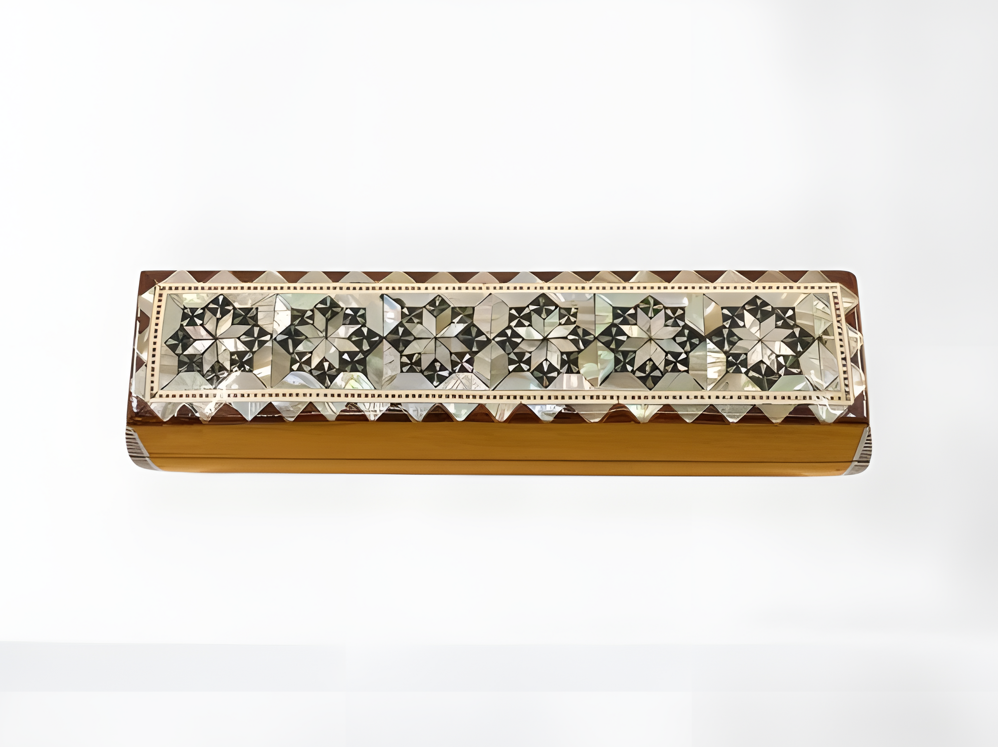 Handmade Egyptian jewelry box in wood with mother-of-pearl inlay, compact size