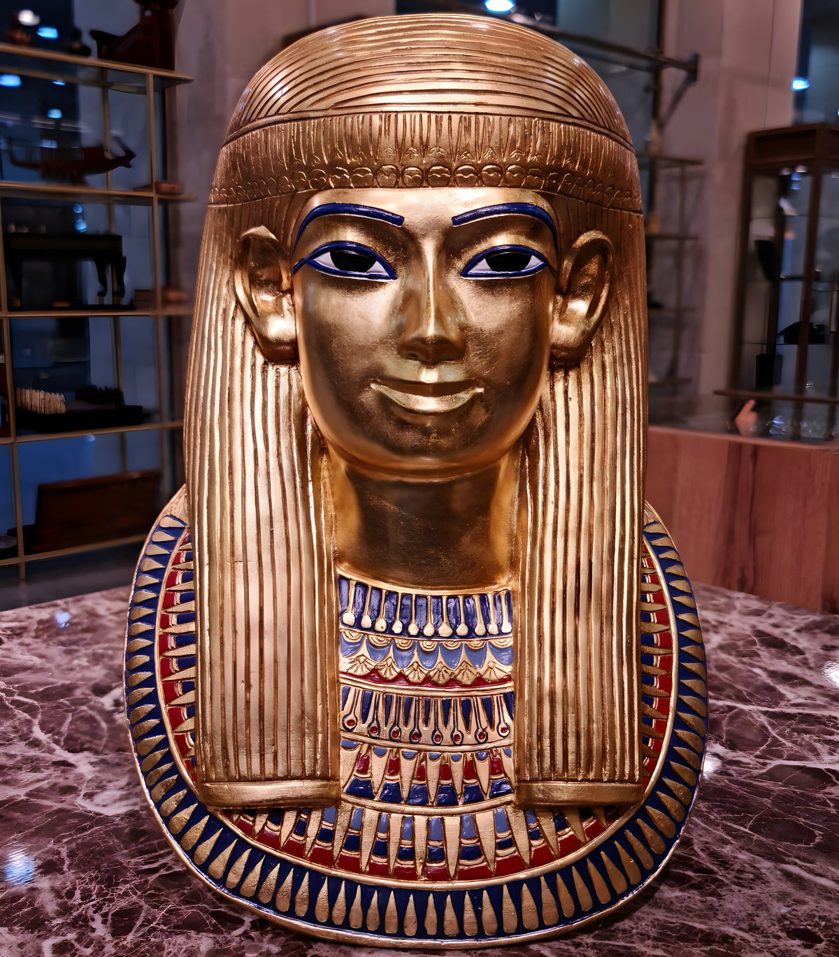 Princess Thuya mask replica displayed on stand