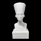 Handcrafted alabaster Queen Nefertiti bust, museum reproduction, front view