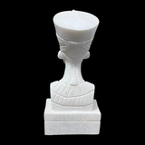 Side view of the handcrafted alabaster Nefertiti bust museum reproduction