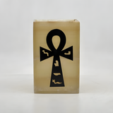 Alabaster Egyptian Ankh vase museum reproduction, front view