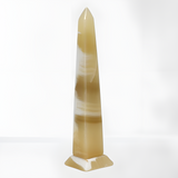 Handcarved alabaster Egyptian obelisk museum reproduction, front view