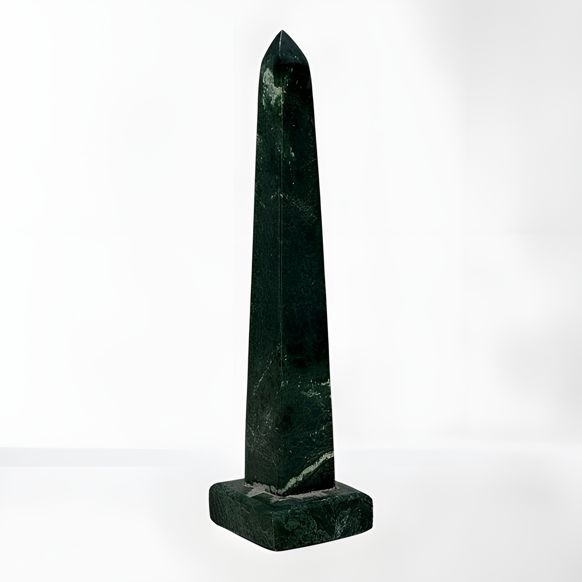 Green alabaster Egyptian obelisk museum reproduction, front view