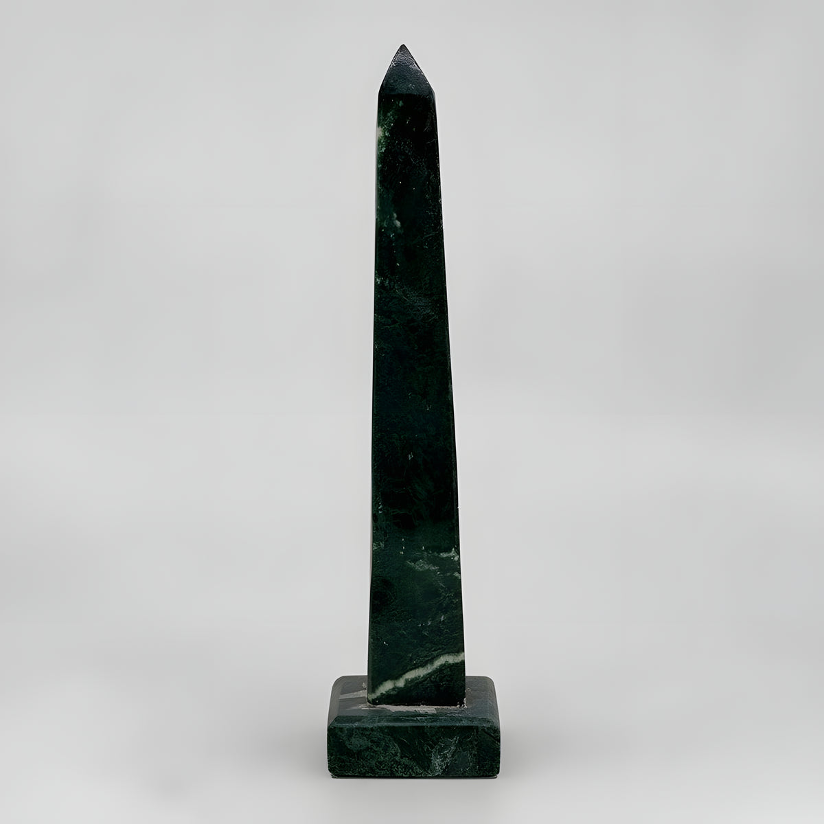 Green alabaster Egyptian obelisk museum reproduction, detail view