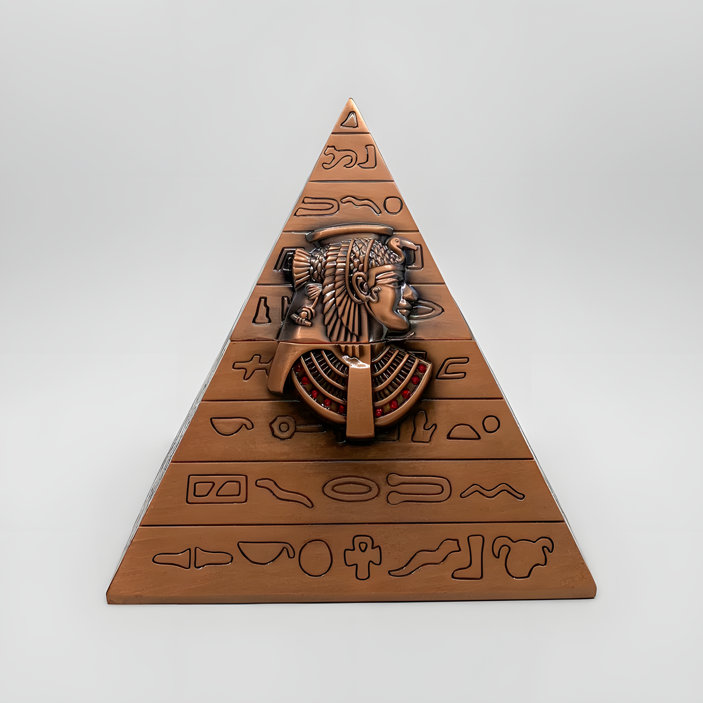 Egyptian pyramid jewelry box displayed on a shelf