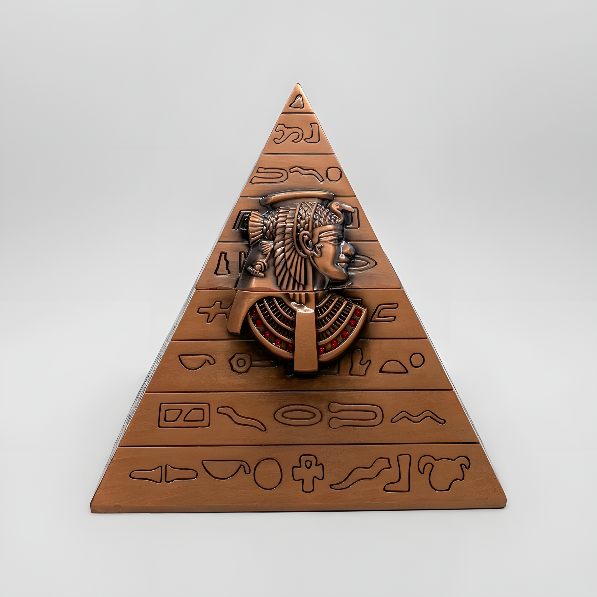 Egyptian pyramid jewelry box displayed on a shelf