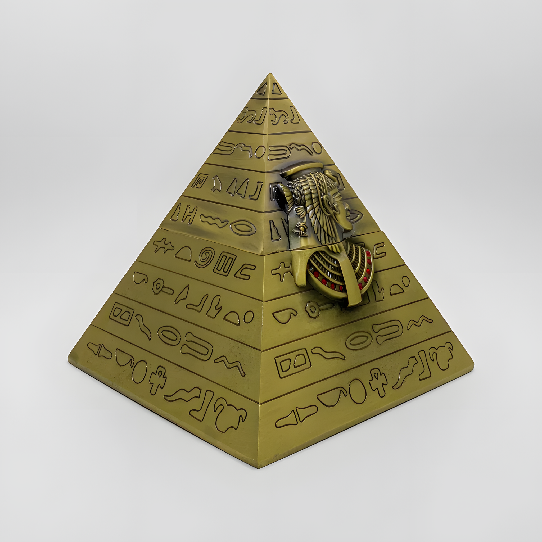 Top view of the handcrafted copper pyramid jewelry box