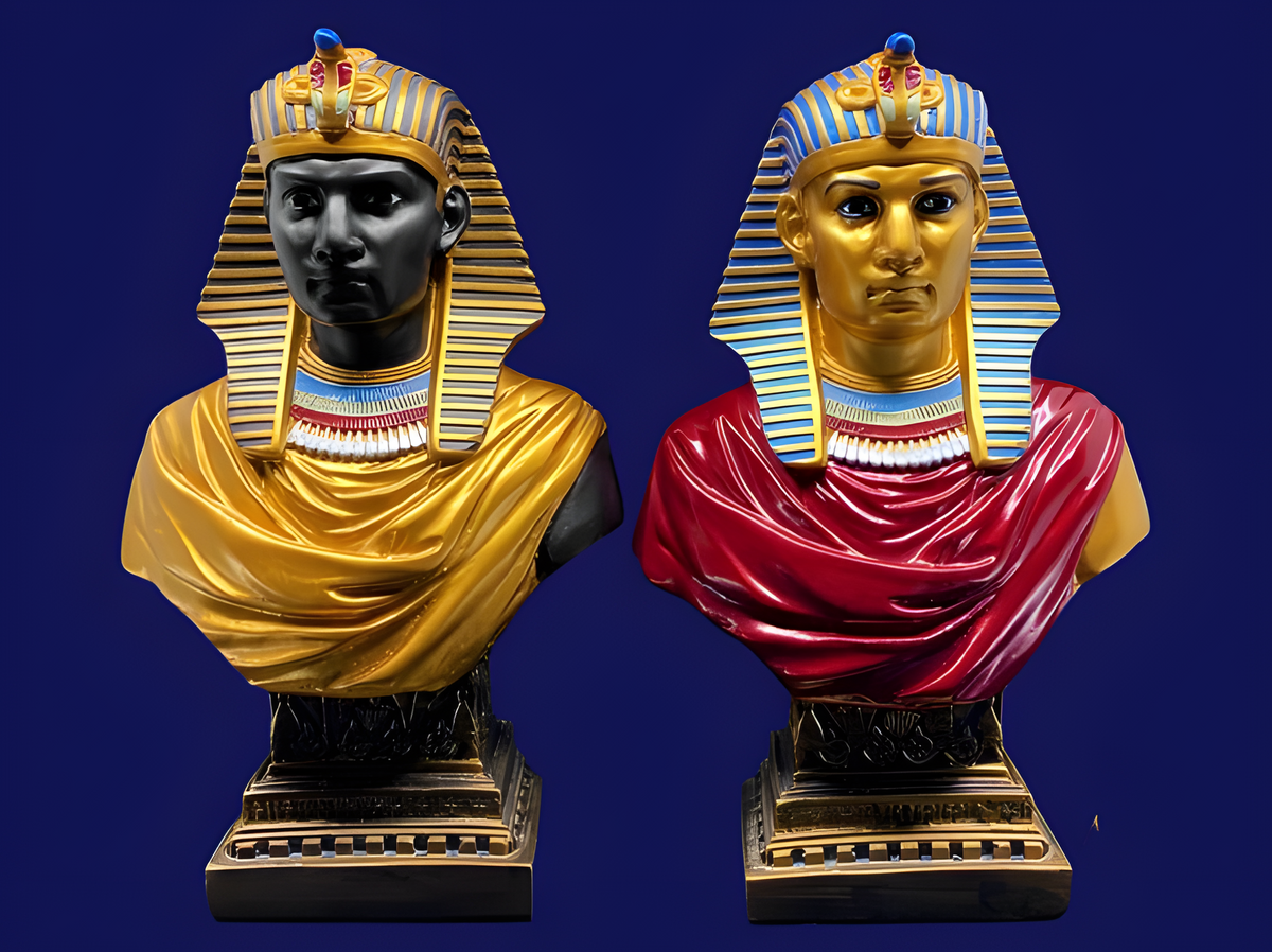 Handcrafted polystone museum-reproduction bust of Pharaoh Amenhotep II