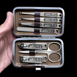 Egyptian-themed stainless steel manicure and pedicure set
