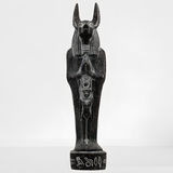 Black granite Anubis statue museum reproduction, front view