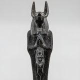 Black granite Anubis statue museum reproduction, side profile