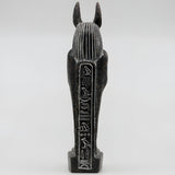Black granite Anubis statue museum reproduction, close-up detail