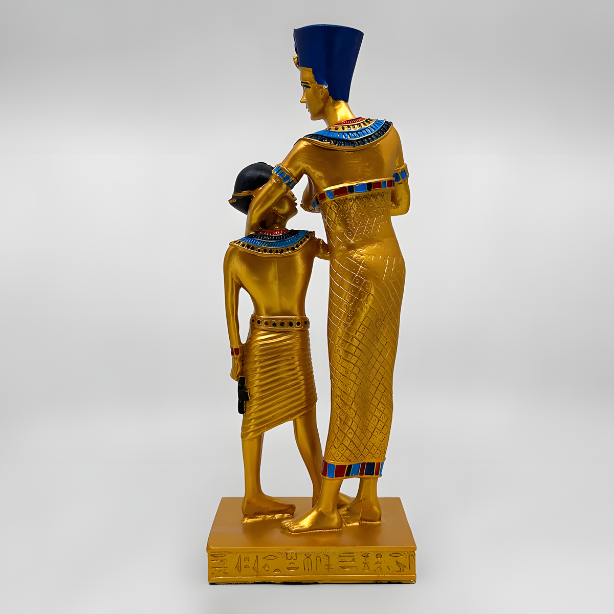 Close-up detail of the Isis and Horus museum reproduction statue