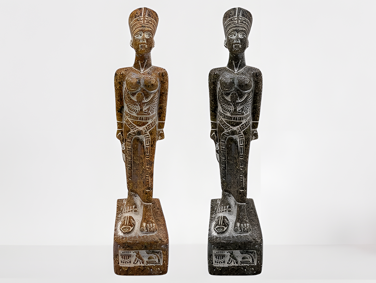 Handmade granite Queen Nefertiti statue, museum reproduction, front view