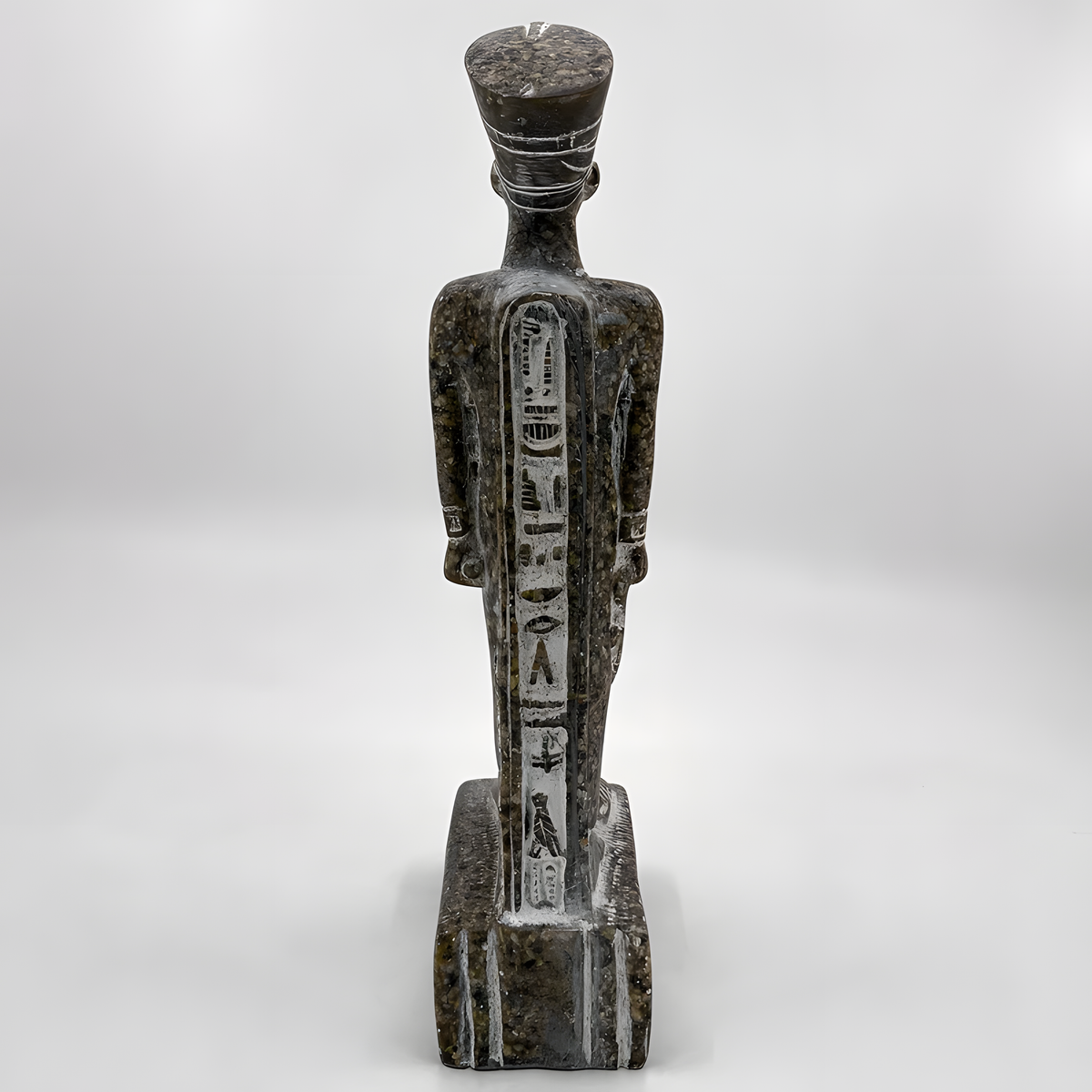 Side view of the handmade granite Nefertiti statue museum reproduction