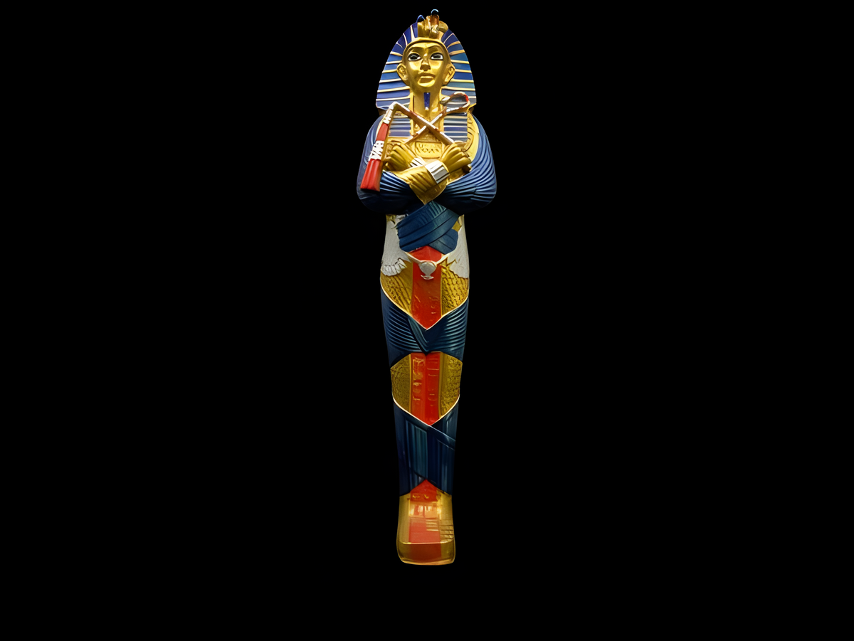 Handmade King Tutankhamun statue, museum reproduction, front view