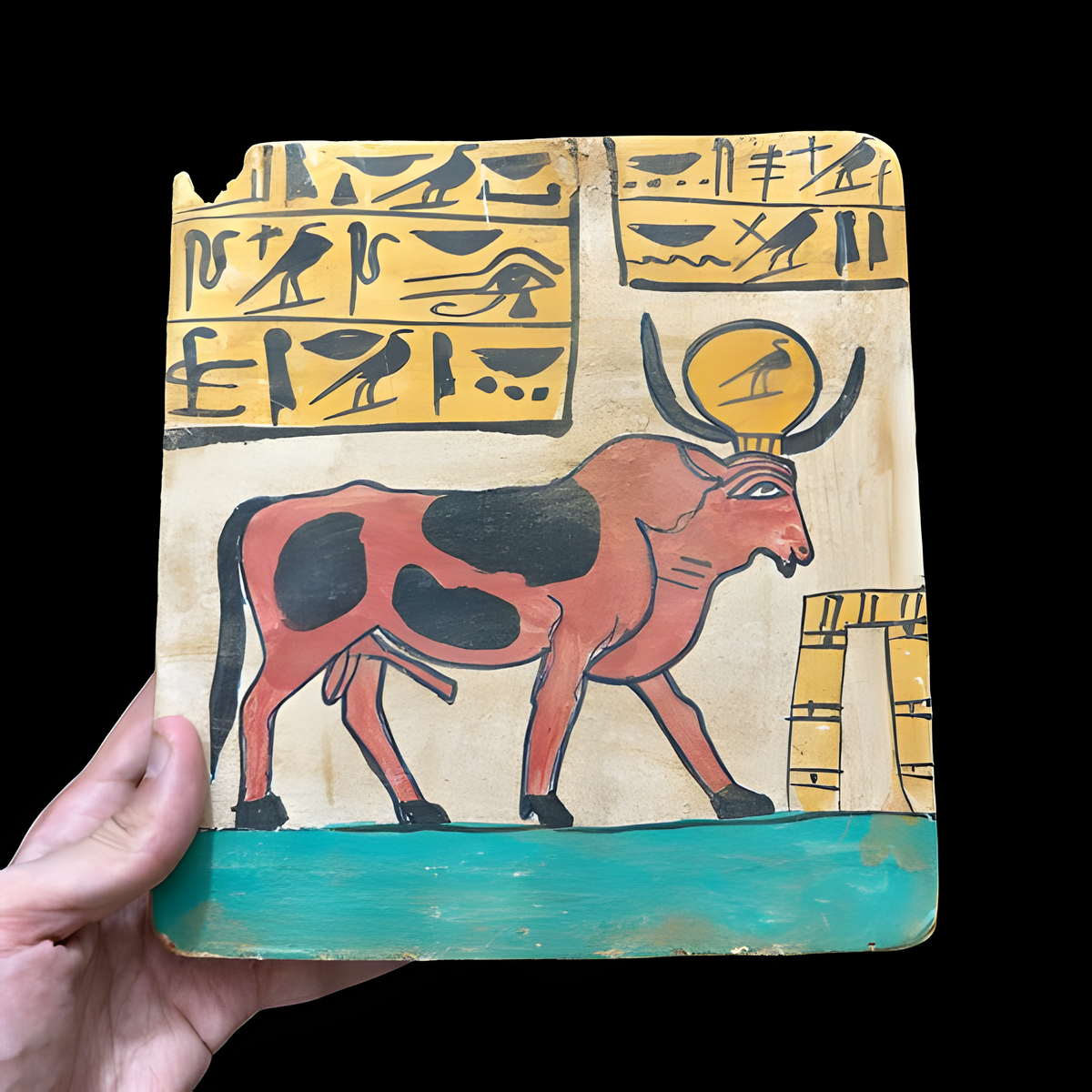 Apis Bull wooden wall tablet, museum reproduction