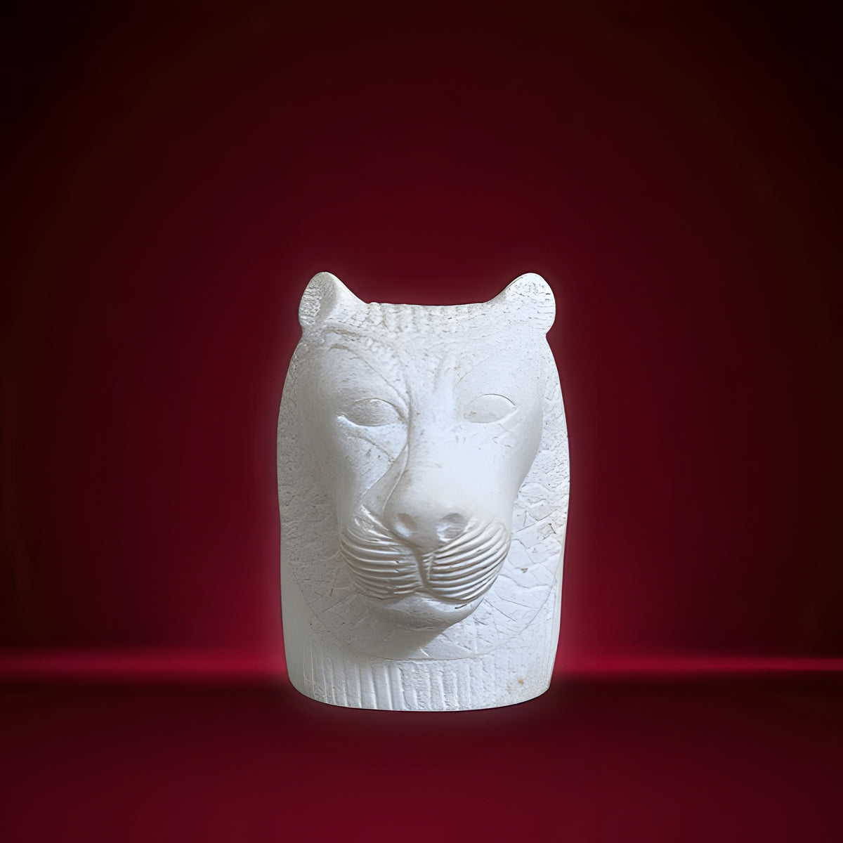Alabaster Sekhmet bust museum reproduction, front view
