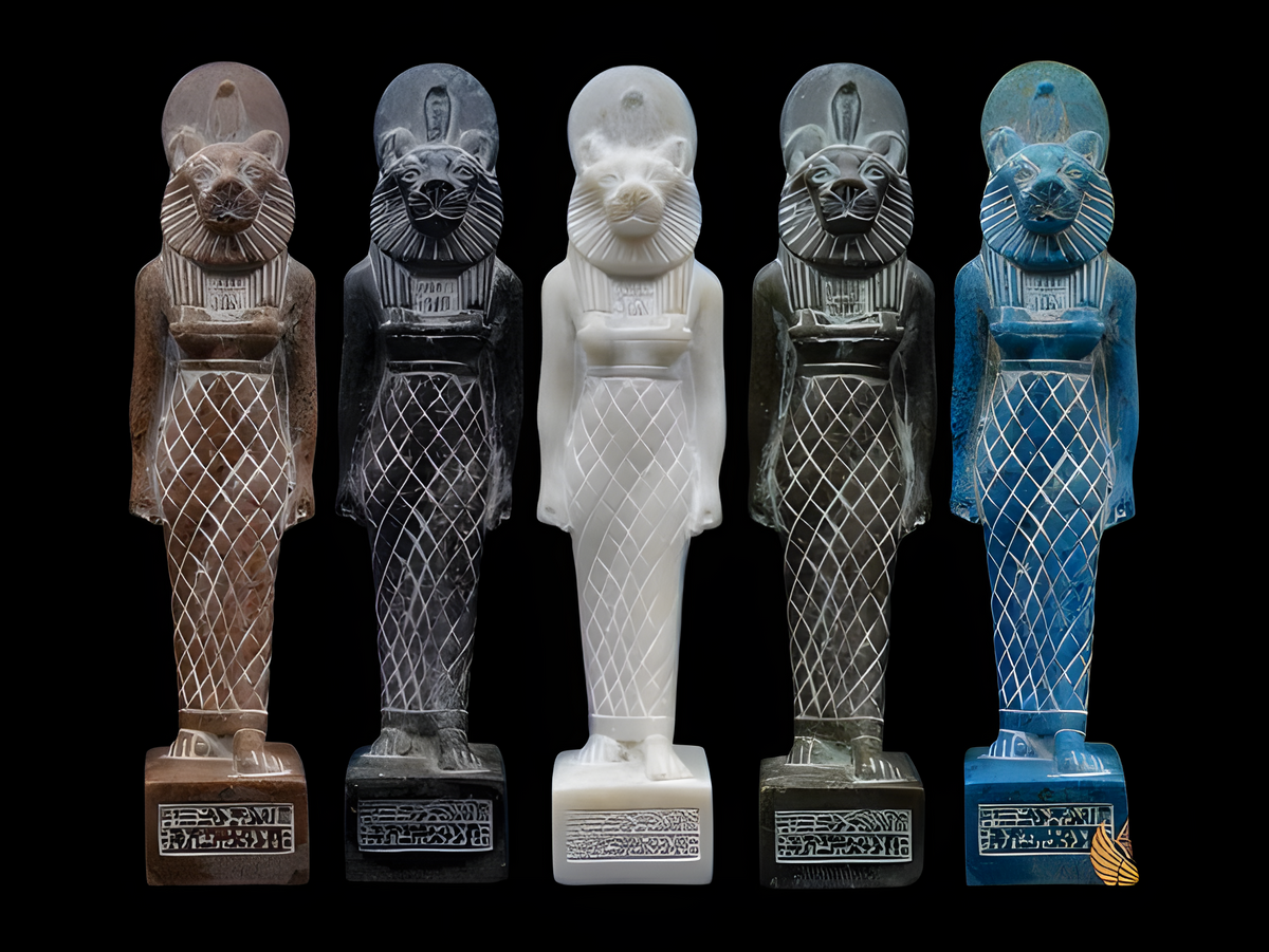 Granite Sekhmet statue museum reproduction, front view
