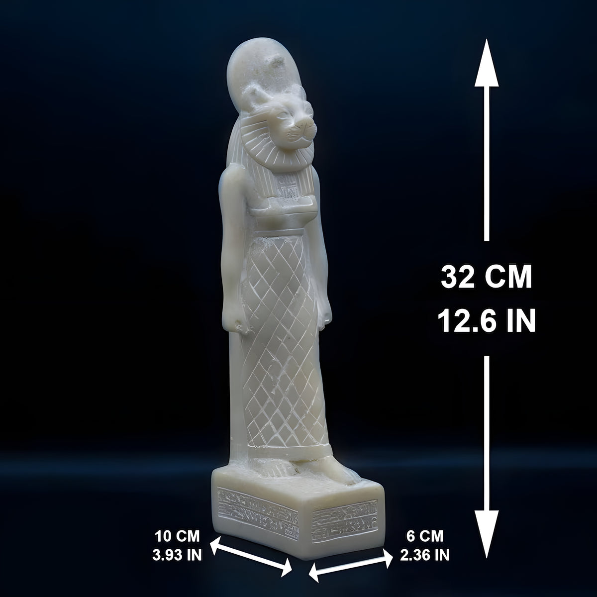 Granite Sekhmet statue museum reproduction shown at full height